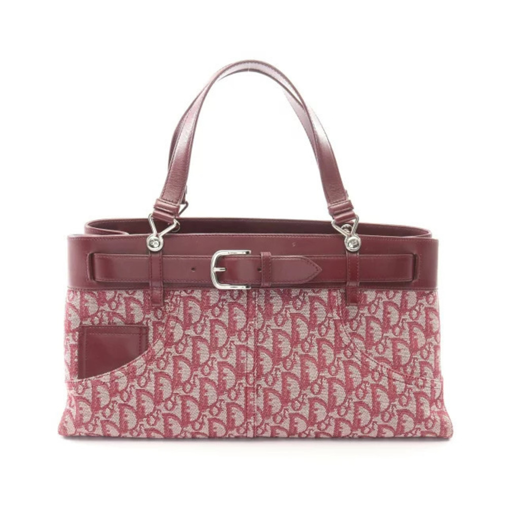 Christian Dior Trotter Handbag Canvas Leather Bordeaux Purple